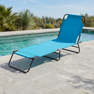 Sedia Pieghevole Portofino Est con Telaio in Acciaio Grigio, Sdraio da Spiaggia Reclinabile per Attività all'Aperto, Campeggio, Pesca, Parchi e Soggiorno - Product Image 3