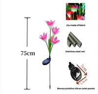 Lampu Taman LED Bunga Baru, Dekorasi Tiang Lampu Kain Stainless Steel Tahan Air Tenaga Surya, Bentuk Bunga Lily
