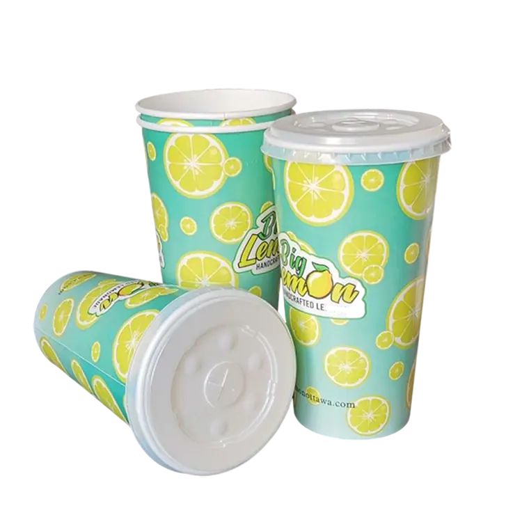 Gobelets en papier biodégradable personnalisé à emporter jetables de grande taille 12oz 16oz 22oz 32oz 44oz boissons froides café soda gobelets en papier avec logo