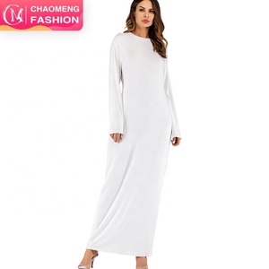 9099# Woman Bodycon Dress Fashion Design Muslim Women Clothing Modal Plain <b>Maxi</b> Dress - Product Image 1