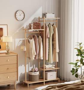 Bamboo Coat Rack Canto Roupas Rack Cabide De Roupas De Madeira Roupas Secagem Titular Modern Coat Racks para Home Living Room Quarto - Product Image 4