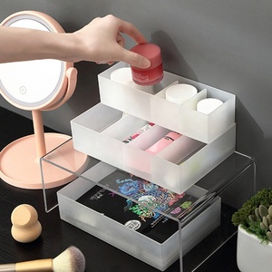 Household Custom 4 Grids Multifunction <b>Drawer</b> Style Separated Cosmetic Organizer Plastic <b>Storage</b> <b>Box</b> With Dividers - Product Image 2