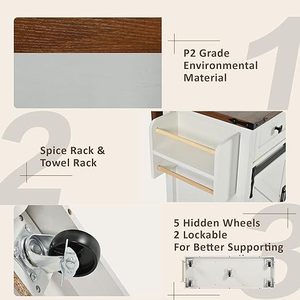 Carrito de cocina multifuncional transfronterizo para apartamentos pequeños, carrito de comedor doméstico con ruedas, encimera tipo isla, para hotel - Product Image 4