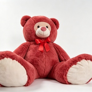 Customized Wine Red <b>Plush</b> Backpack with Red Bow <b>Large</b> Size (51-99cm) PP Cotton Filled Party Use - Product Image 3
