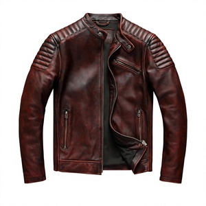 Chaqueta de Invierno BS International de Cuero Genuino y Lona, Estilo Racer, Unisex, Casual, Moderna, Vintage, Corte Regular, Grosor Estándar - Product Image 4