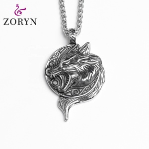 Colliers pendentifs en acier inoxydable avec masque Hannya Oni japonais, cornes de démon, style gothique punk vintage, bijoux de mode en acier titane pour hommes - Product Image 4