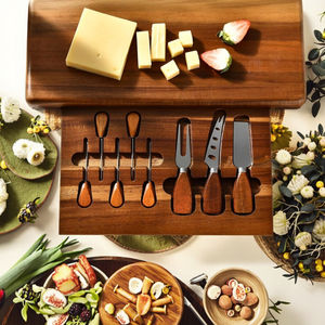 Set Grande Tagliere in Bambù con 3 Ciotole in Ceramica Rimovibili e Utensili da Servizio, Ecologico per Cucina e Casa, Nuove Idee Regalo per la Casa - Product Image 6