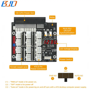 12 Ports 12V PCI-E 6Pin Female <strong>Breakout</strong> <strong>Board</strong> SYNC On/Off for DELL 750W 1100W 1600W 2000W 2400W Server Power Supply <strong>PSU</strong> - Product Image 2