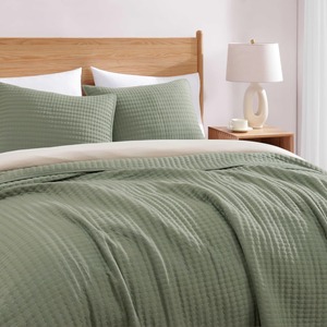 Copriletto verde salvia Set di biancheria da letto per tutte le stagioni con 2 cuscini Shams adatti per letto, divano - Product Image 3