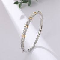 Bracelet manchette bicolore en zircon cubique pour femme, plaqué or, bijoux d'amitié, collection cadeau mode glacée