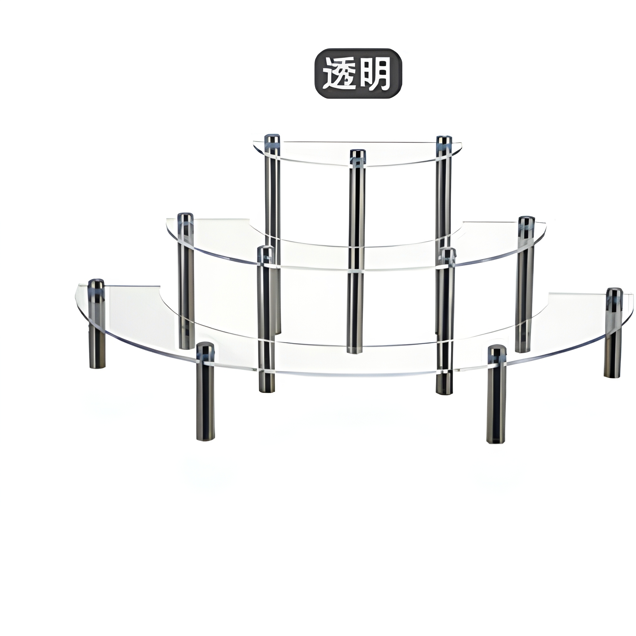 Semi-circular transparent-3-tier cake stand