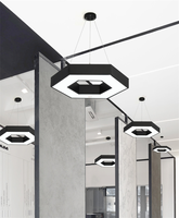 60*60cm Hexagone Led Suspension Noir Led lampes de forme hexagonale Pour Café Maison Couloir hexagone forme suspension 24 pouces