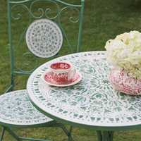 Ensemble de table et chaises de jardin modernes en acier, résistantes aux intempéries, vente en gros, directement de l'usine