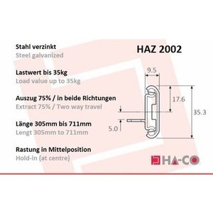 Scorrimento telescopico a estensione parziale HAZ2002 - Product Image 2