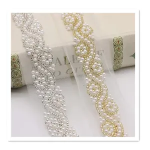 High end hot selling beaded lace trim wide ladies belt wedding dress belt clothing accessories