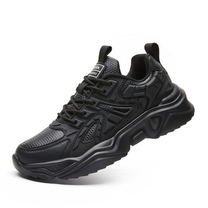 Zapatillas Deportivas Casuales de Diseño de Lujo para Hombre, Totalmente <span class=keywords><strong>Negras</strong></span>, Transpirables, de Malla y Cuero Sintético, con Suela Acolchada de EVA, a la Moda - Product Image 1