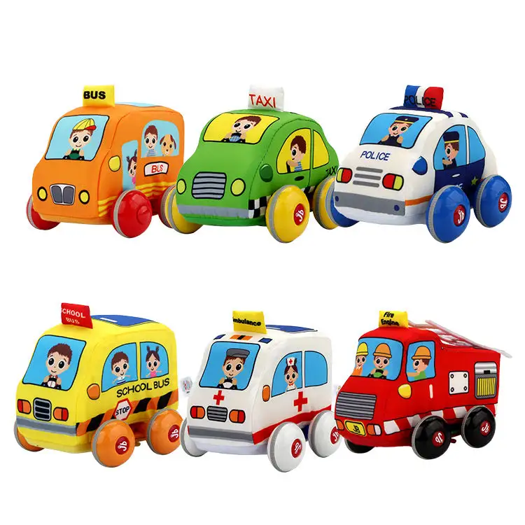 Jollybaby voitures de police bébé Mini jouet véhicules souples Pull-Back Racing bébé en peluche voiture jouets pour enfants enfants