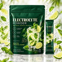 Poudre d'électrolytes OLLI saveur cocktail Mojito, sans alcool, sans sucre, soutien à l'hydratation et à l'énergie, 30 sachets de 150g