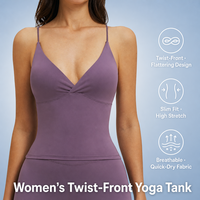 Débardeur respirant à col en V et dos nu pour femme, avec coussinets de soutien-gorge intégrés, idéal pour la course, l'entraînement et le yoga (taille ajustée)