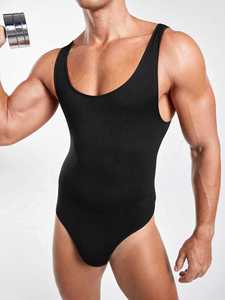 Tuta da uomo in Nylon canottiera per adulti tuta attillata da ginnastica per danza Fitness tuta modellante corpo in maglia traspirante - Product Image 6