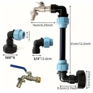 Conector para Contenedor IBC con Grifo <span class=keywords><strong>de</strong></span> Latón, Rosca <span class=keywords><strong>de</strong></span> 3/4" S60*6, Kit <span class=keywords><strong>de</strong></span> Grifo con Rosca Hembra para Tanque <span class=keywords><strong>de</strong></span> Agua, Acuario, Jardín, Barril - Product Image 2