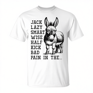 Camiseta Donkey Smart Ass Wise Ass Kick Ass para adultos, unisex, blanca, con cuello redondo, manga corta, estampada en serigrafía - Product Image 2