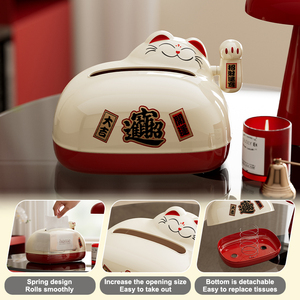 Porte-serviettes en plastique de luxe UFORU pour restaurants et hôtels, boîte à mouchoirs mignonne Maneki Neko, porte-mouchoirs pour voiture - Product Image 3
