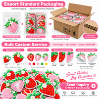 Patch brodé thermocollant ou à coudre, motif fraise, fruit mignon, rose, rouge, fleur Kawaii, vente en gros