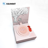 Caja de Regalo Rígida Rosa con Tapa Abatible, Impresión CMYK Personalizada, Patrón de Corazón ECG, Caja de Papel para Recuerdos de Boda, Venta al Por Mayor