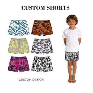Shorts personnalisés à rayures animalières pour garçons, deux poches, cordon de serrage <span class=keywords><strong>blanc</strong></span>, en tissu maillé fermé ou ouvert, collection boutique - Product Image 1