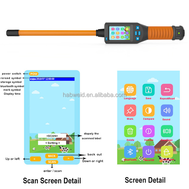 Free Software Data Export RFID Animal Stick Reader ISO11784/85 HDX FDX-B Ear Tag Microchip Scanner ABS Harsh Livestock Feedlot