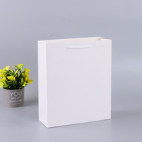 High Quality Beautiful White Cardboard Luxury Recyclable Biodegradable Paperboard Bag Hand Length Handle Supermarket Promotion