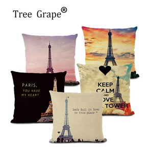 Funda De Almohada moderna de la serie romántica de París, funda de almohada con paisaje de sofá de 45*45cm - Product Image 1