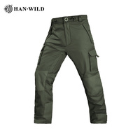 Pantalon de travail pour homme HAN WILD en toile verte brodée, taille élastique, coupe droite, poids lourd, service OEM