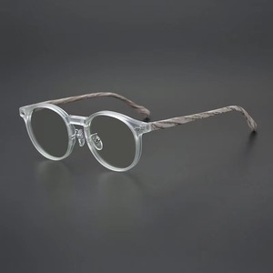 Lunettes de vue légères de style 2026, vintage, anti-lumière bleue, montures rondes de créateur, lunettes <span class=keywords><strong>en</strong></span> <span class=keywords><strong>bois</strong></span> grainé - Product Image 2