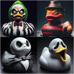 Estatua de Resina de Pato de Película de Terror - Decoración Espeluznante de Personaje Villano para Mesa, Fiesta, Hogar o Estantería - Product Image 1