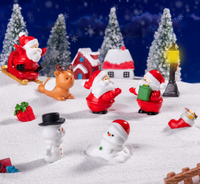 TINY Vintage cerf ange bonhomme de neige décor de Noël ou figurines de scène de la nativité résine échelle à neige pont panneaux routiers lampe traîneau cadeaux arbre