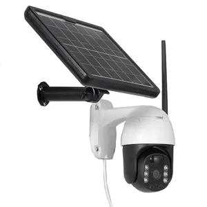 Macchina fotografica senza fili di alimentazione del pannello solare wifi PTZ TELECAMERA di sicurezza a due vie audio e microfono