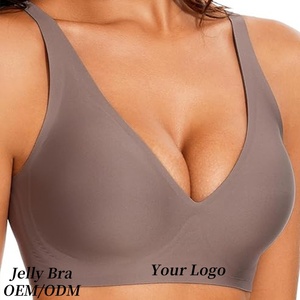 Lingerie en latex sans armatures sans couture logo personnalisé <span class=keywords><strong>soutien</strong></span>-<span class=keywords><strong>gorge</strong></span> push-up <span class=keywords><strong>grande</strong></span> <span class=keywords><strong>taille</strong></span> à col en V sous-vêtements pour femmes vente en gros en usine - Product Image 1