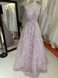 Vestidos De Fiesta Modern Ball Gown Pink Lace Up Back Princesses Prom Dress
