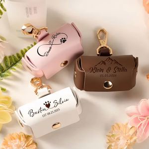Custom Leather Wedding Ring Bearer <b>Pouch</b> for <b>Dog</b> Personalized Laser Engraved Fashion Proposal Collar Ring Box Pet Engagement - Product Image 2