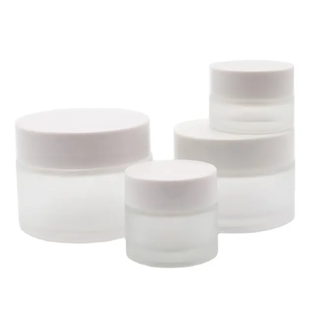 Pots en verre dépoli de luxe Offre Spéciale 30g 50g 100g avec couvercle en plastique pour crème pour le visage conteneur de cosmétiques transparent