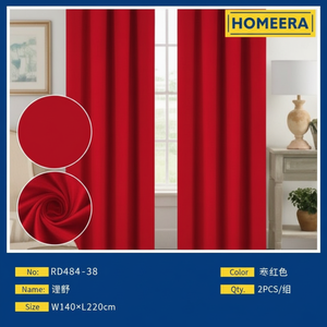 Tende decorative per la casa in poliestere rosso con 8 occhielli 140x228cm per un elegante rivestimento per finestre - Product Image 1