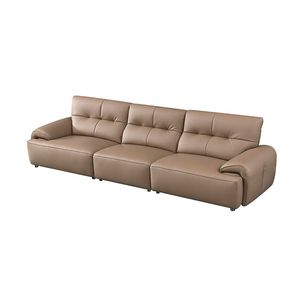 New Italian Light Luxury Full Top Grain Leather Three Seater Straight <b>Sofa</b> <b>For</b> Living Room - Product Image 1