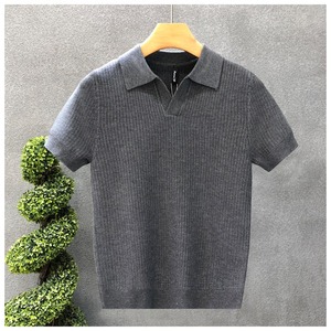 เสื้อยืดผู้ชายผ้าคอตตอนแท้ 100% น้ำหนัก 240 กรัม ระบายอากาศได้ดี แห้งเร็ว ผ้าถักลายบิดเกลียว ตกแต่งด้วยคริสตัล แขนสั้น สไตล์ลำลอง ป้องกันรอยยับ สำหรับฤดูร้อน - Product Image 6