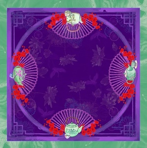 Alas Mahjong Mewah Modern Motif Bunga Amerika, Karet Standar Ukuran AS, Tahan Air, Dapat Dilipat, Portabel, Permukaan Senyap, Warna Pink Biru - Product Image 4