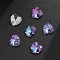 Nouvelle couleur, vente en gros, strass en verre cristal en forme de cœur de pêche, à trou unique, à coudre, à dos pointu, pour boucles d'oreilles DIY