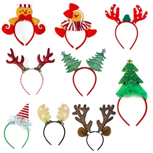 EAGLEGIFTS High Quality Women Red Deer Snowman Antlers Elk Santa Hair Band Christmas Headband For Adults Kids