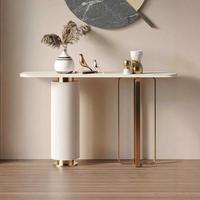 Table console moderne élégante en acier inoxydable Décoration en bois pour la maison Salon Couloir Chambre à coucher Ferme Matériau métallique