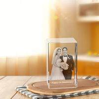 Cadre photo en cristal cube 2D/3D personnalisé, gravure au laser, logo personnalisé pour mariage, anniversaire, Noël, cadeaux
